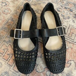 ZARA WOMAN LEATHER BASKET WEAVE MARYJANE FLATS Sz 40 (9)